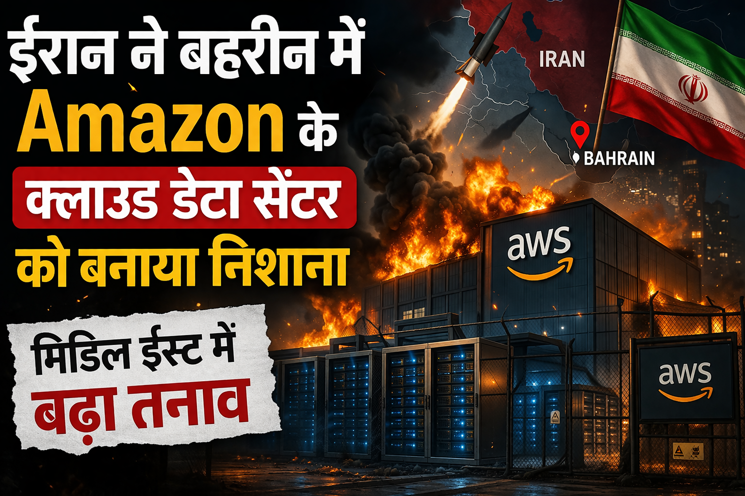 बहरीन में Amazon के क्लाउड डेटा सेंटर पर हमला, ईरान पर आरोप; मिडिल ईस्ट में तनाव बढ़ा